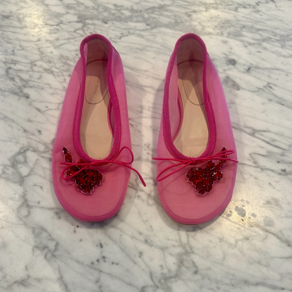 NEW! Simone Rocha Pink Flats with Red Crystals Size 40 fits 8-8.5 (runs small)